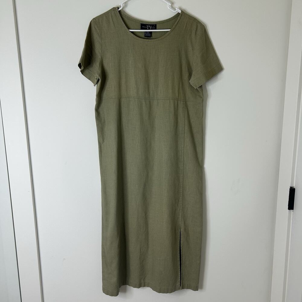 Vintage 90s Original TY Wear Linen/Cotton Dress Medium Summer Maxi Flaws